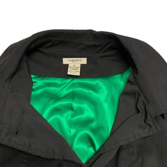VERTIGO PARIS Black Cape Style Jacket Green Lining Coat | M - Picture 4 of 7